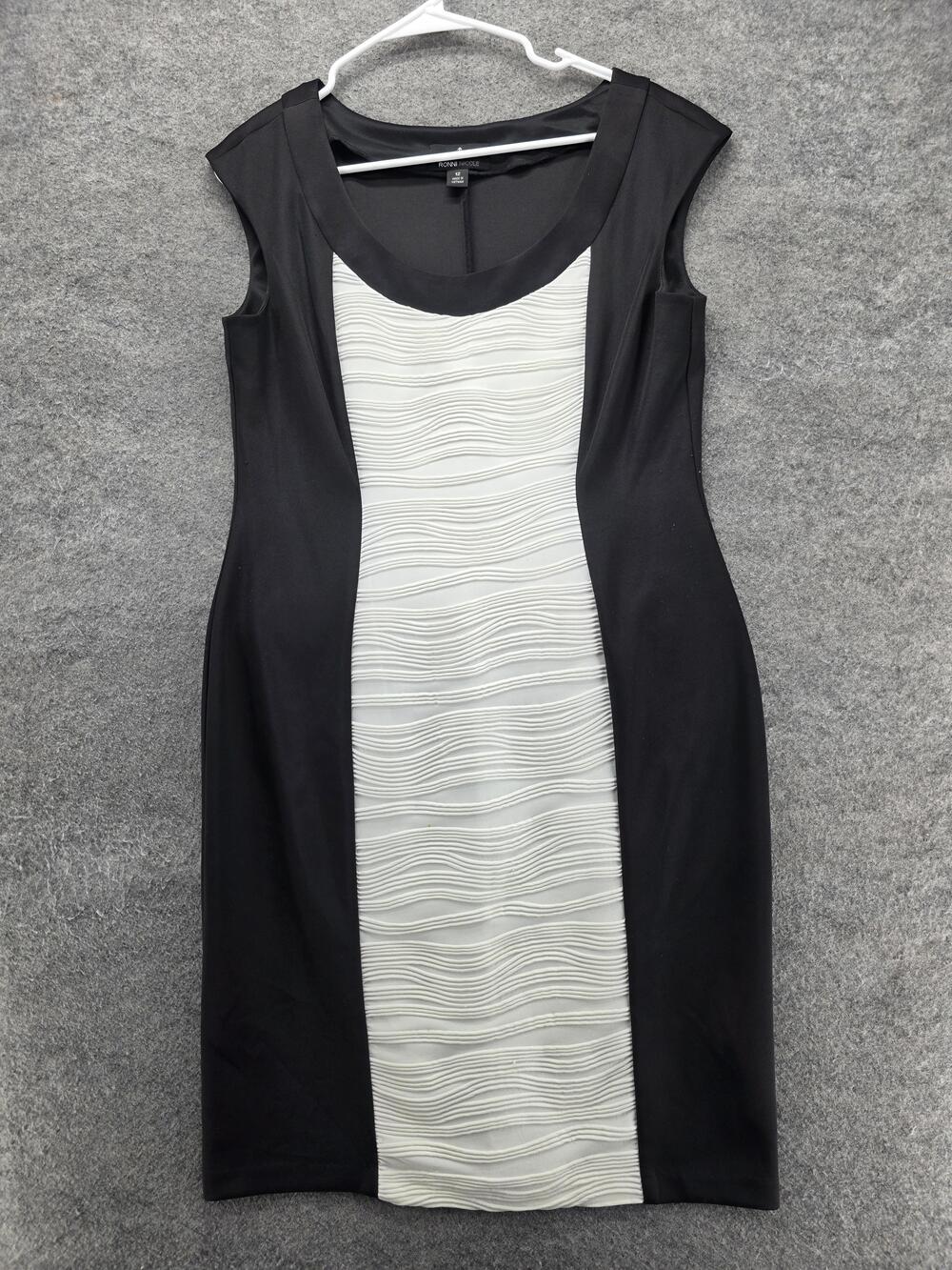 Ronni Nicole Dress Womens 12 Black Knee Length Sheath Cap Sleeve Scoop Neck